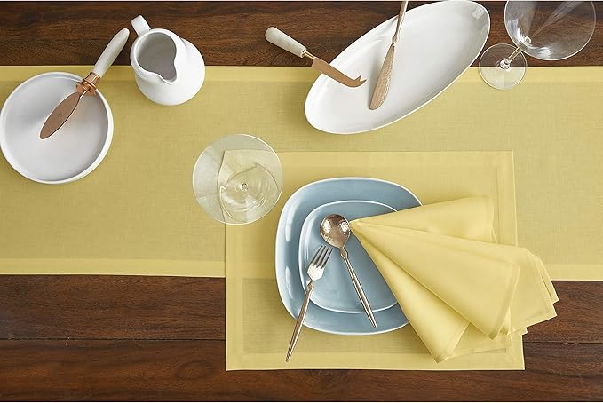 Solino Home Yellow Cotton Linen Placemats Set of 4 - Machine Washable Place Mats 14 x 19 Inch - Dru