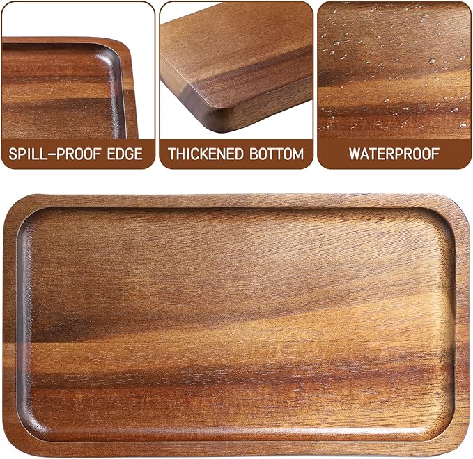 Wood Serving Trays Set of 4 Wooden Serving Platters for Home Decor, Cheese, Fruit, Vegetables, Charcuterie, Appetizer Serving Tray