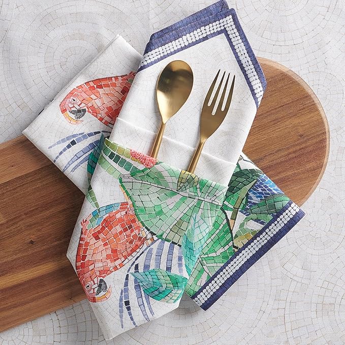 Maison d' Hermine Napkins 100% Combed Cotton Premium 20Inch x 20Inch Decorative Washable Cloth Napkin Table Napkin for Dining, Kitchen, Parties & Camping - Mosaic (Set of 4)