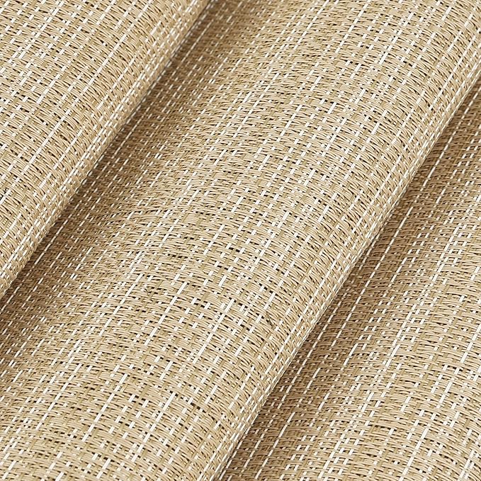 AHHFSMEI Placemats for Dining Table Set of 6 Woven Vinyl Plastic Place Mats Non-Slip Heat Insulation Stain Resistant Table Mats Washable Easy Clean Placemats (Multi Brown)