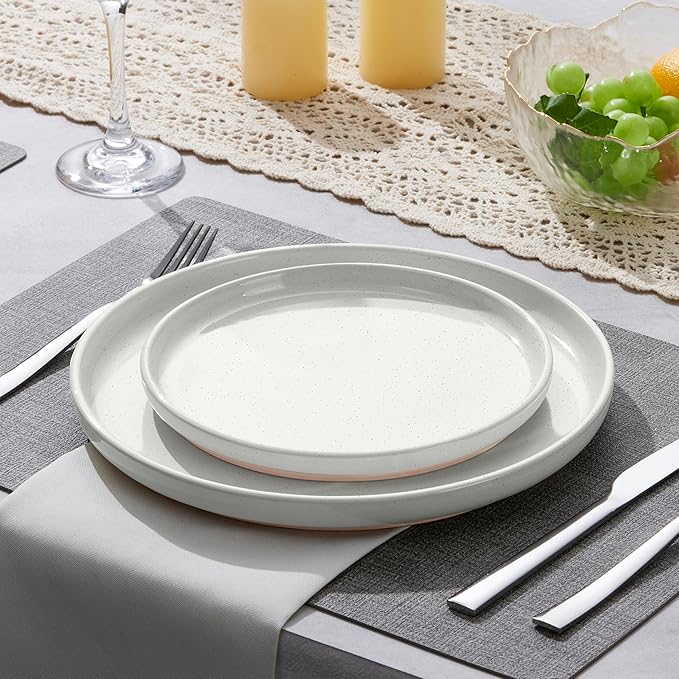 LIANYU Stoneware Dinner Plates Set of 6, 7.75 Inch Small Ceramic Salad Dessert Plate for Kitchen, Porcelain Round Serving Dishes Set, Oven, Microwave & Dishwasher Safe, Scratch Resistant, Snowy White