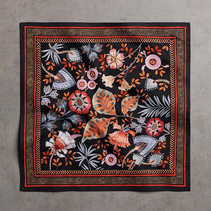 Maison d' Hermine Cloth Napkins Set of 4 100% Cotton Soft & Durable Everyday Reusable Square Napkins Cloth Washable, Dinner, Cocktail Party, Wedding, Restaurant (Jacobeen Floral, 18" x 18")