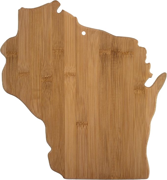 Totally Bamboo Wisconsin State Shaped Bamboo Serving and Cutting Board