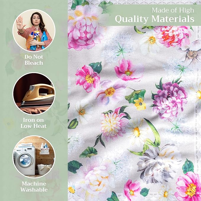 Maison d' Hermine Cloth Napkins Set of 4 100% Cotton Everyday Reusable Square Napkins Cloth Washable, Dinner, Party, Wedding, Restaurant, Spring/Summer (Pivoine, 20" x 20")
