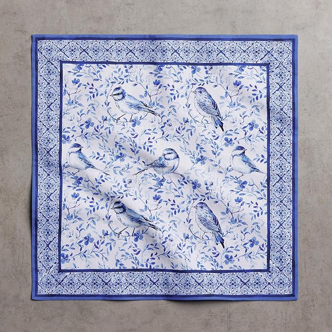 Maison d' Hermine Cloth Napkins Set of 4 100% Cotton Soft & Durable Everyday Reusable Square Napkins Cloth Washable, Dinner, Cocktail Party, Wedding, Restaurant (Dutch Base, 18" x 18")