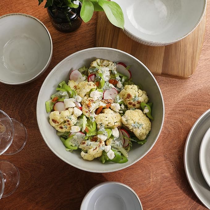 Gibson Elite Sandy Pines 4 Piece Nesting Bowl Set, 4”, 5.5”, 7” & 9” Round Stoneware Bowls, Reactive Glaze Finish, Taupe, Mixing, Prep & Serving Bowls, Microwave & Dishwasher Safe