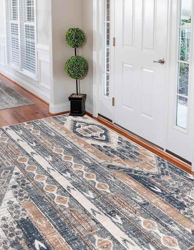 Rugs.com Oregon Collection Rug – 3x5 Navy Blue Low-Pile Rug Perfect for Entryways, Kitchens, Breakfast Nooks, Accent Pieces