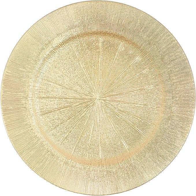 Gold Plastic Charger Plates Set of 100,13” Reusable Party Chargers for Dinner Plates, Elegant Round Service Plate Chargers Bulk Decorative for Wedding, Catering Table Decor