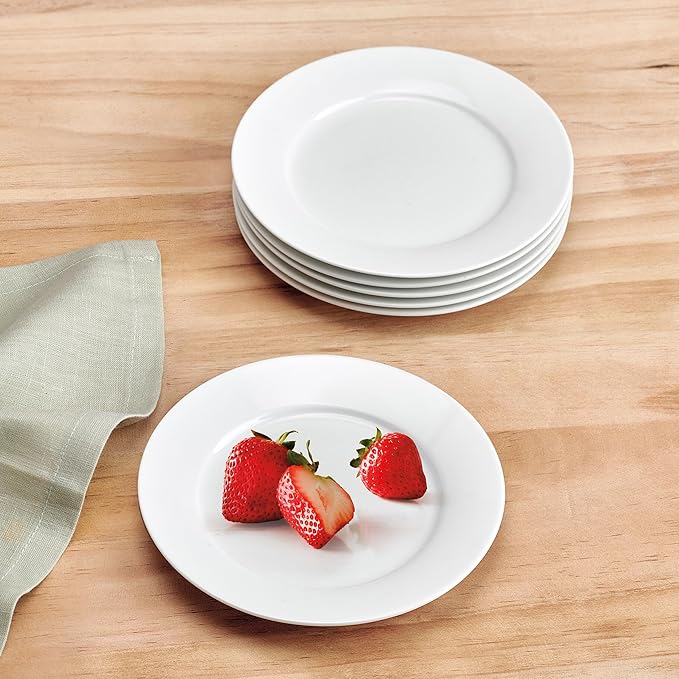 Everyday White Fitz and Floyd Classic White Rim Appetizer Plates, Set of 6