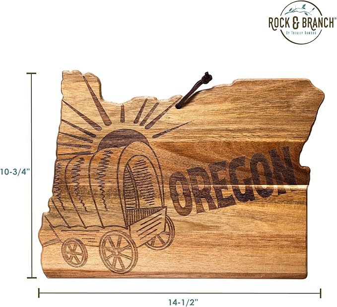 Totally Bamboo Rock & Branch Origins Series Oregon State Shaped Cutting Board and Charcuterie Serving Tray, Includes Hang Tie for Wall Display