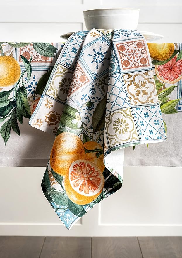 Maison d' Hermine Cloth Napkins Set of 4 100% Cotton Everyday Reusable Square Napkins Cloth Washable, Dinner, Party, Wedding, Restaurant, Spring/Summer (Agrume, 20" x 20")