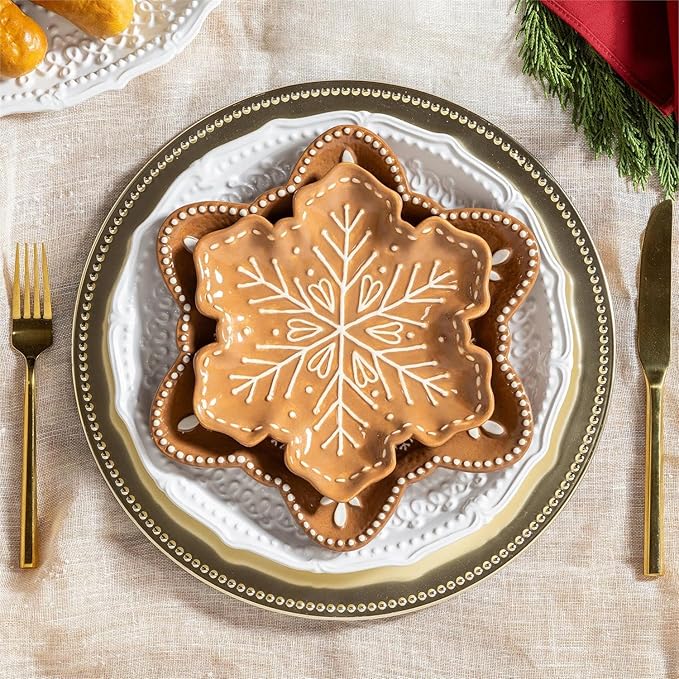 Embossed Ceramic Snowflake Appetizer Plate, 8" by Evergreen