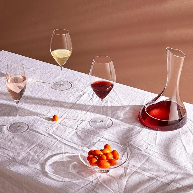 NUDE Red Wine Glass, Stem Zero Grace – Crystal Large Long Stem Wine Glass for Medium to Full Bodied Red Wines, Curvaceous Bowl, Lead-Free, Dishwasher Safe, 27 oz