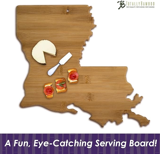 Totally Bamboo Louisiana State Shaped Bamboo Serving and Cutting Board