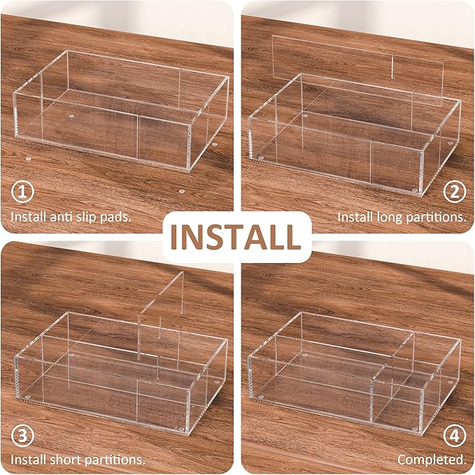 Clear Coffee Station Accessories Organizer, Countertop Acrylic Coffee Bar Tray for Coffee, Tea Bags, Condiments, Cups, Jars