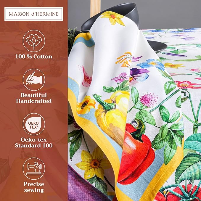 Maison d' Hermine Cloth Napkins Set of 4 100% Cotton Everyday Reusable Square Napkins Cloth Washable, Dinner, Party, Wedding, Restaurant, Spring/Summer (Giverny, 20" x 20")