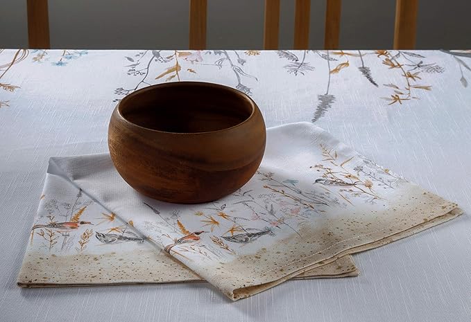 Maison d' Hermine Cloth Napkins Set of 4 100% Cotton Everyday Reusable Square Napkins Cloth Washable, Dinner, Party, Wedding, Restaurant, Spring/Summer (Meadow Florals - Beige, 20" x 20")