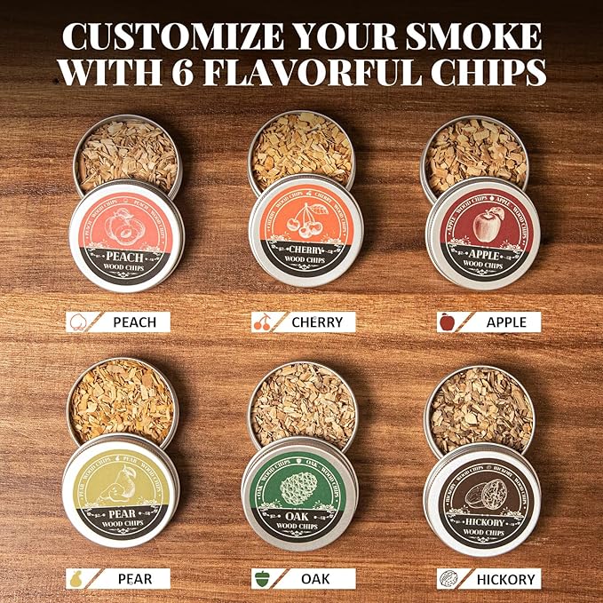 Ultimate Whisky Smoker Kit Old Fashioned Smoker Kit with Torch - 6 Flavor Wood Chips, 2 Glasses, 2 Ice Ball Molds - Cocktail Smoker Kit Gifts for Men, Dad, Bourbon Smoker Kit Lovers (No Butane)