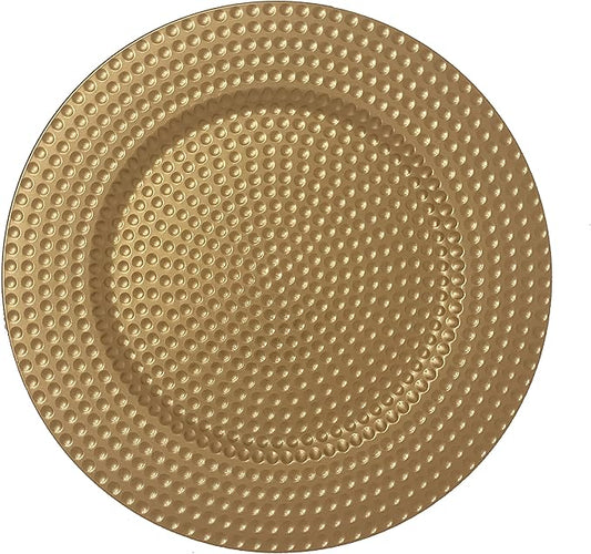 AK-Trading - Set of 12, Premium Party Plate Chargers, 13-Inch Round, Gold Hammered Design