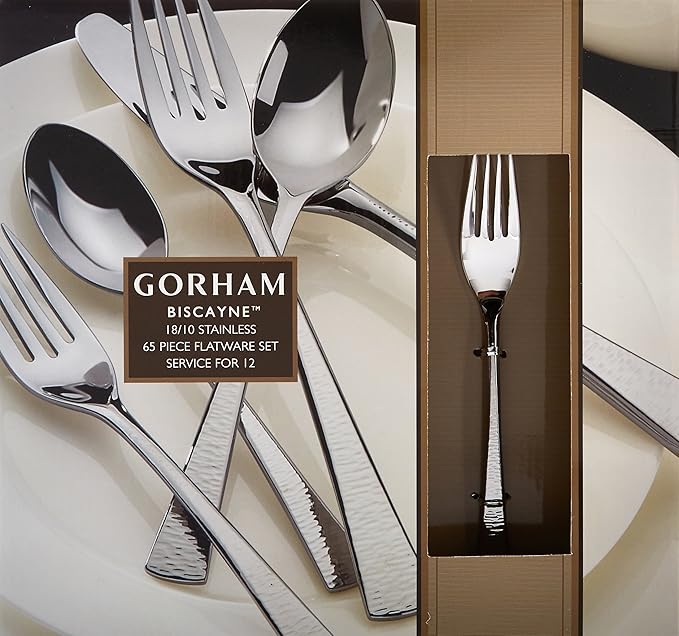 Gorham 871430 Biscayne 65-Piece Stainless Flatware Set, Silver