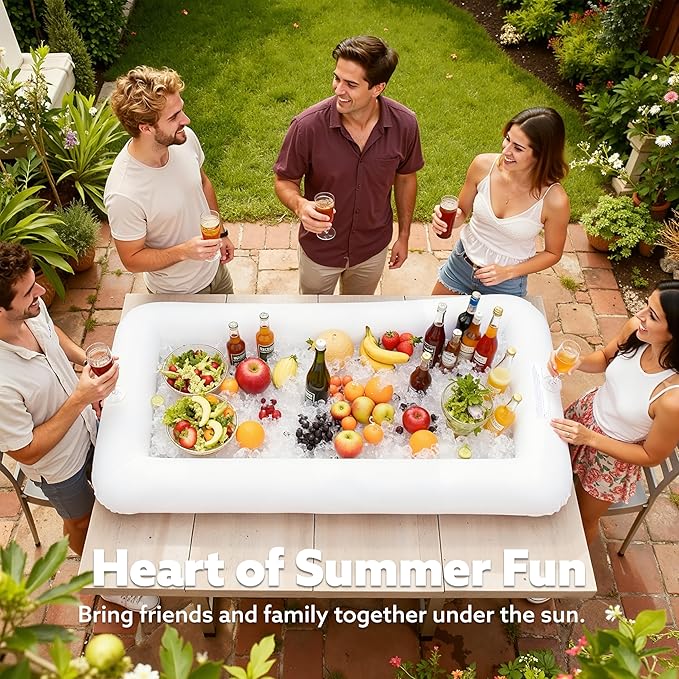 JOYIN 3-Pack Inflatable Serving Bars Cooler - Inflatable Cooler Ice Buffet Salad Serving Trays with Drain Plug, Food Drink Holder for Indoor Outdoor Summer Picnic Beach Pool Luau Party