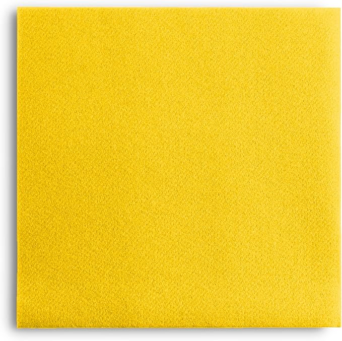 Disposable Yellow Cocktail Napkins Paper - 4" x 4" High-End Linen-Like Beverage Party Square Paper Napkin Pack for Bar, Cafe, Restaurant, Christmas, Birthday, Wedding, Baby Shower - 100 Count