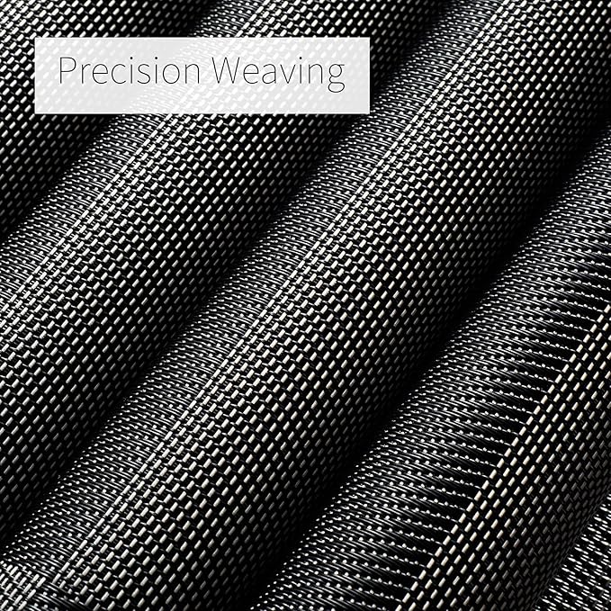 AHHFSMEI Placemats for Dining Table Set of 8 Woven Vinyl Plastic Place Mats Non-Slip Heat Insulation Stain Resistant Table Mats Washable Easy Clean Placemats (Black Corner,8)