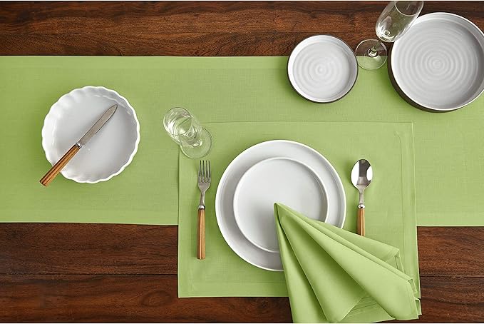 Solino Home Apple Green Cotton Linen Napkins Set of 4 - Machine Washable Dinner Napkins 20 x 20 Inch - Dru