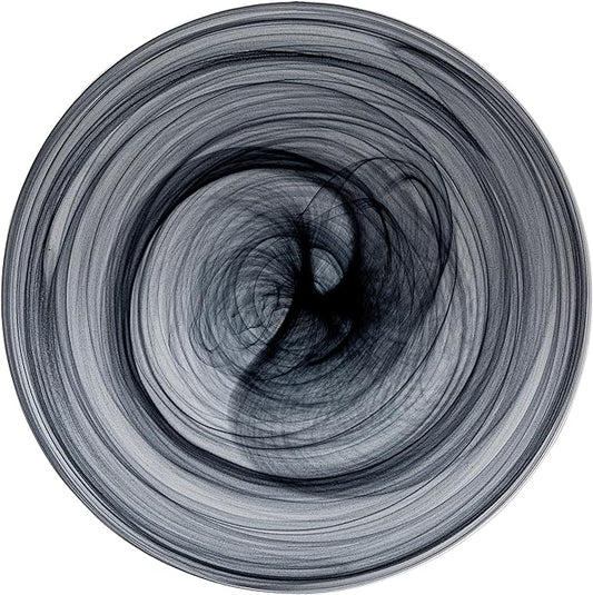 Vikko Charger Plates, Set of 4 Black Alabaster Dinner Plates, 13" Plate with Marbelized, Swirl Design, Elegant Glass Charger, Dishwasher Safe