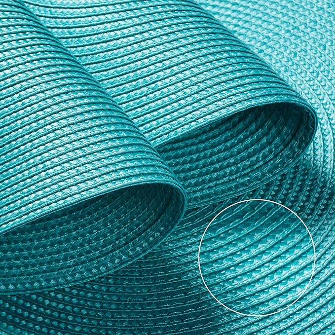 FunWheat Round Braided Placemats Set of 8 Place Mats for Dining Table Woven Washable Non-Slip Table Mats 15 Inch(Turquoise,8pcs)