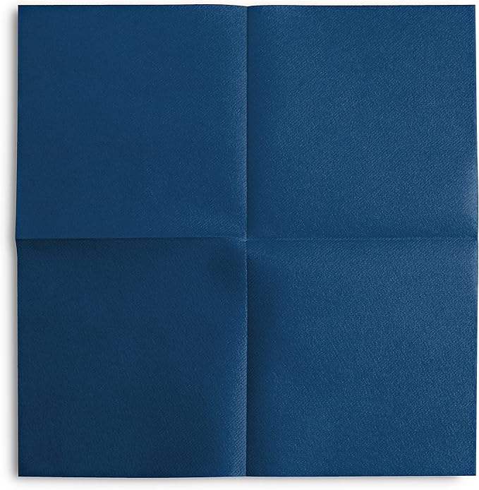 Disposable Blue Cocktail Napkins Paper - 4" x 4" High-End Linen-Like Beverage Party Square Paper Napkin Pack for Bar, Cafe, Restaurant, Christmas, Birthday, Wedding, Baby Shower - 100 Count