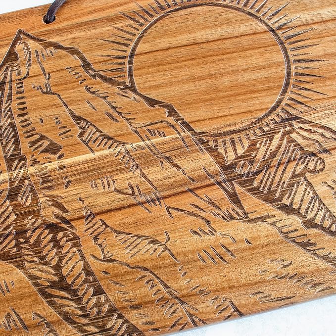 Totally Bamboo Rock & Branch Origins Series Montana State Shaped Cutting Board and Charcuterie Serving Tray, Includes Hang Tie for Wall Display 16" x 9-1/2" x 5/8"