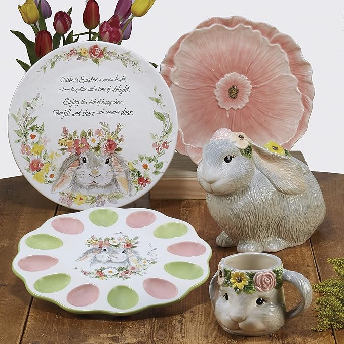 Sweet Bunny 6" Canape/Snack Plates, Assorted Designs, Set of 4