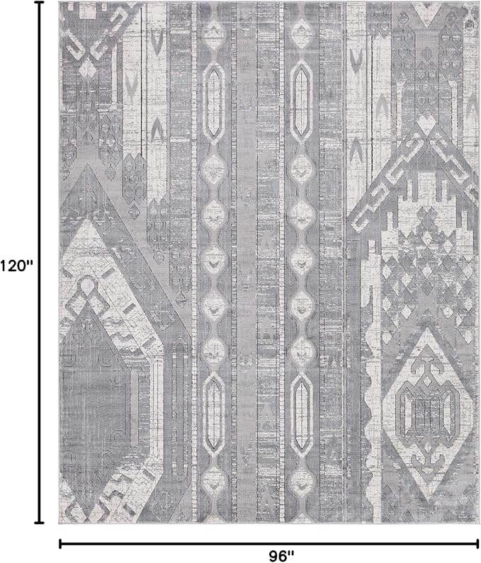 Rugs.com Oregon Collection Rug – 8' x 10' Gray Low-Pile Rug Perfect for Living Rooms, Large Dining Rooms, Open Floorplans