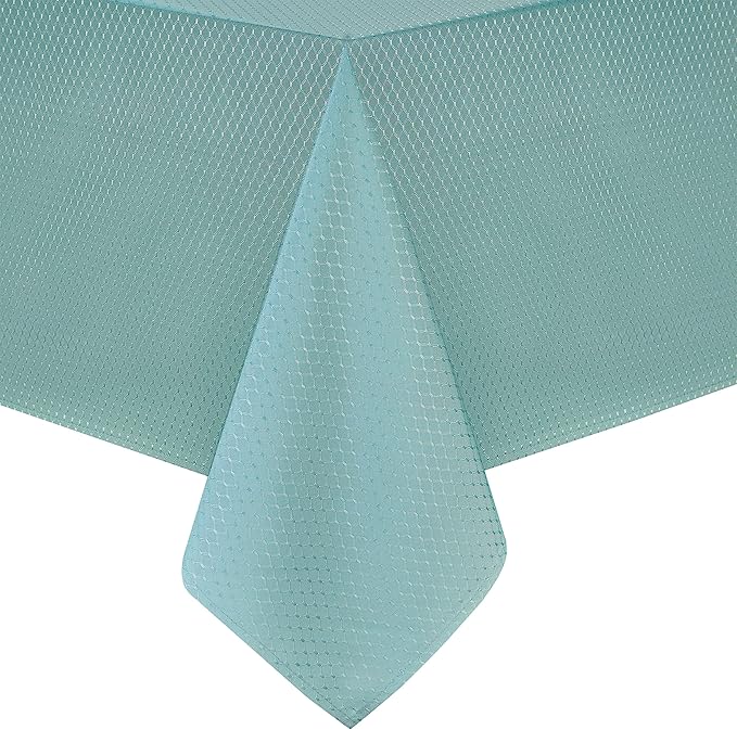 Rectangle Table Cloth Linen Farmhouse Stainproof Waterproof Washable Polyester Oblong Rectangular Fabric Table Cover for Kitchen Dining Dinner (Turquoise, 60 X 144 Inch)