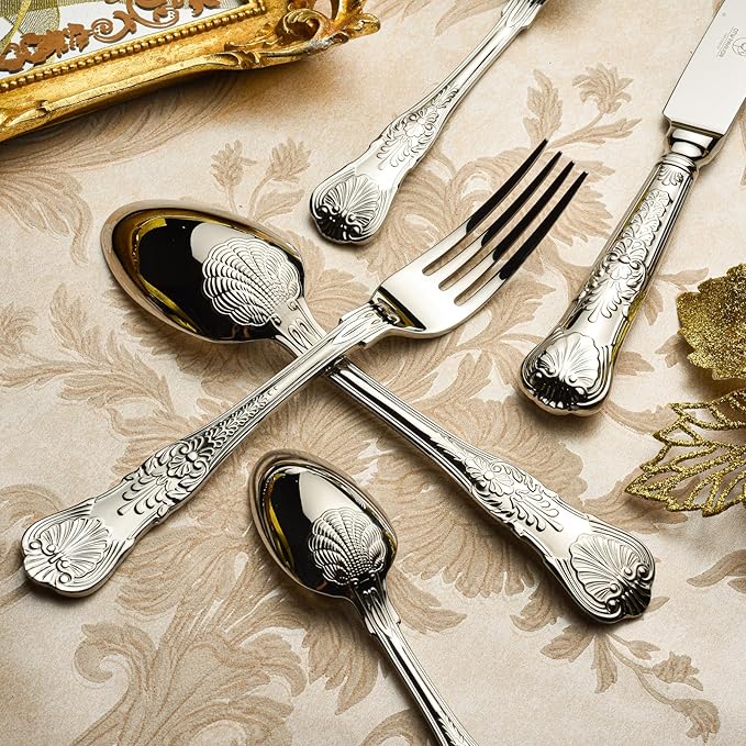 60 Piece Silverware Set for 12, 18 10 Stainless Steel flatware Set, Antique vintage cutlery set, Knife fork spoon, Heavy Duty Dishwasher Safe OTW PAVILION