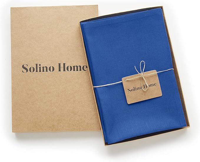 Solino Home Blue Cloth Napkins Set of 4 - Dru Cotton Linen Dinner Napkins 20 x 20 Inch - Handcrafted and Machine Washable