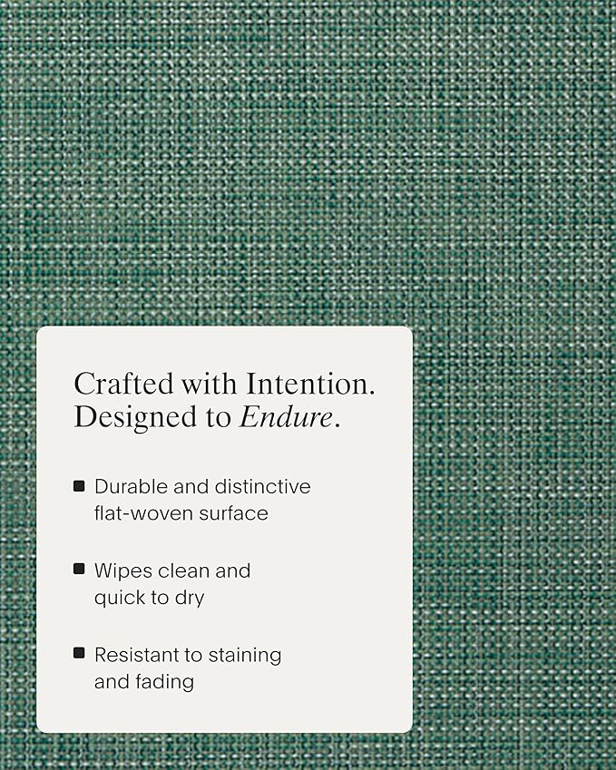 Chilewich Mini Basketweave Placemats in Ivy- Set of 4 - Easy Care Woven Tabletop Textiles - Indoor/Outdoor - 15" Round