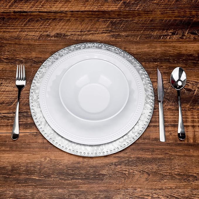 KX-WARE Melamine Plates set of 6, 11-inches Dinner Plates Set for Indoor and Outdoor Use, White