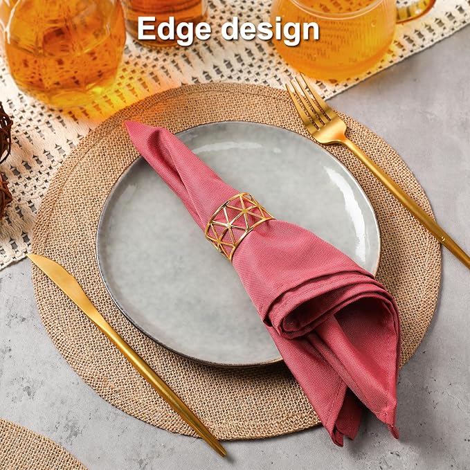 Yunlly Set of 48 Round Burlap Placemats Bulk Burlap Farmhouse Placemats Set Heat Resistant Table Mats Circle Jute Charger Place Mats for Wedding Holiday Dinner Rustic Table Decorations(11.8 in,Brown)
