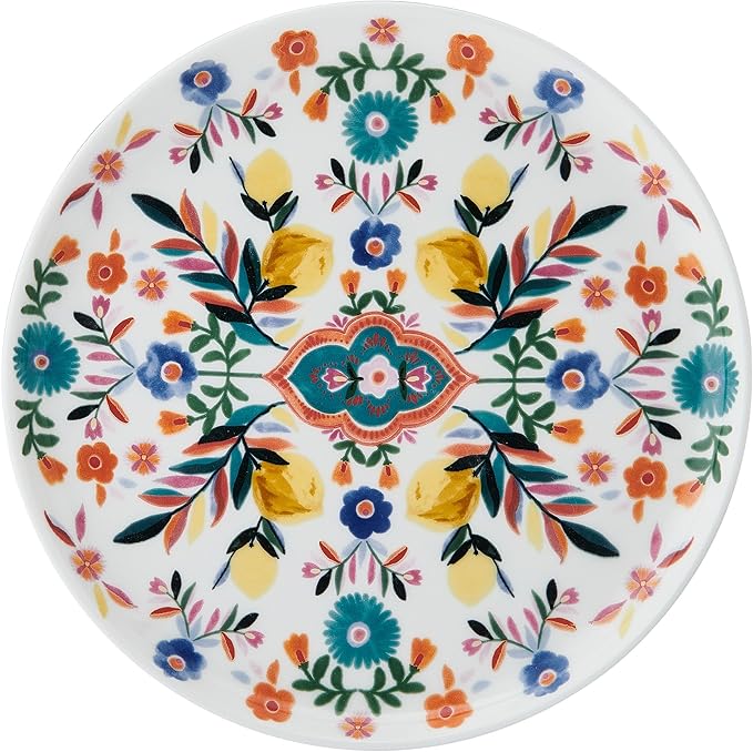 Mikasa Painted Medallion Set of 4 Bone China Salad Plates, 9 Inch