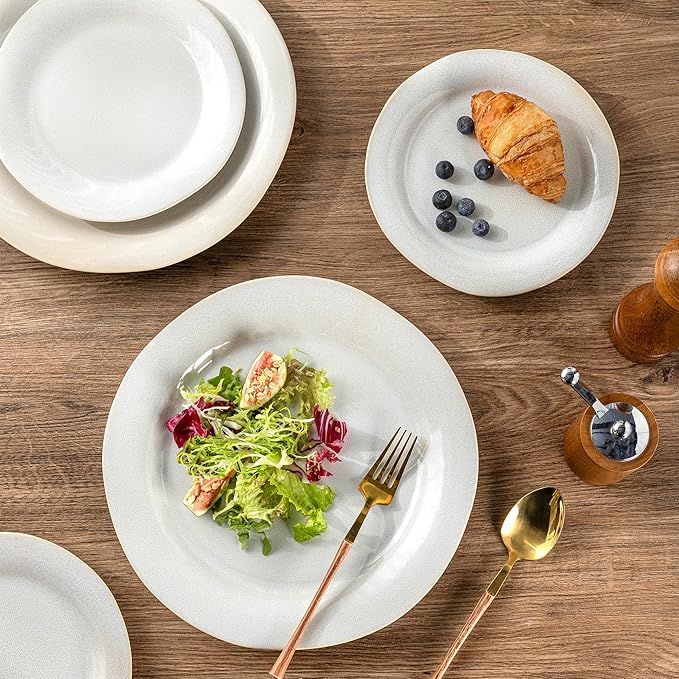 AmorArc Ceramic Dinnerware Sets, Handmade Stoneware Reactive Glaze Plates and Bowls Set, Scratch Resistant | Dishwasher & Microwave Safe Dishes Set, Service for 4 (12pc)