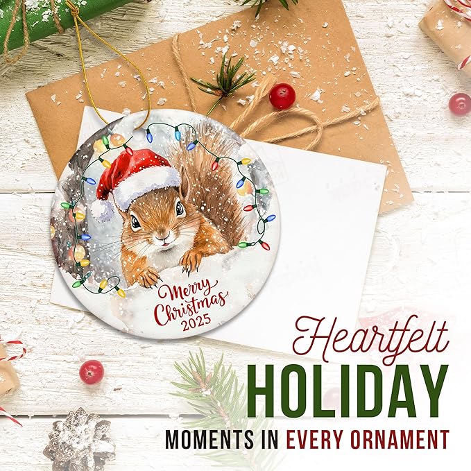 ZAGKOO Squirrel Christmas Ornament - Funny Squirrel Gifts for Squirrels Lovers, Animal Lover Gifts - Cute Squirrels Ornaments for Christmas Tree, Animal Presents - Ceramic Xmas Tree Holiday Decor 2025