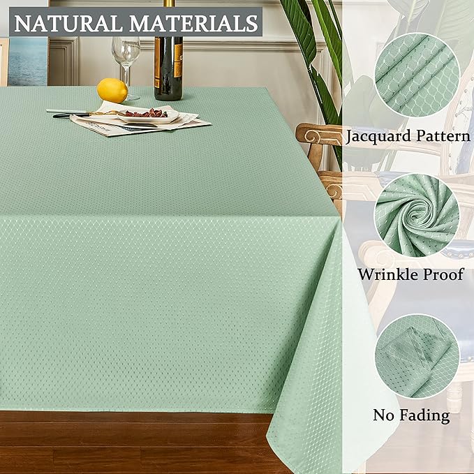 Rectangle Table Cloth Linen Farmhouse Stainproof Waterproof Washable Polyester Oblong Rectangular Fabric Table Cover for Kitchen Dining Dinner (Sage Green, 60 X 120 Inch)