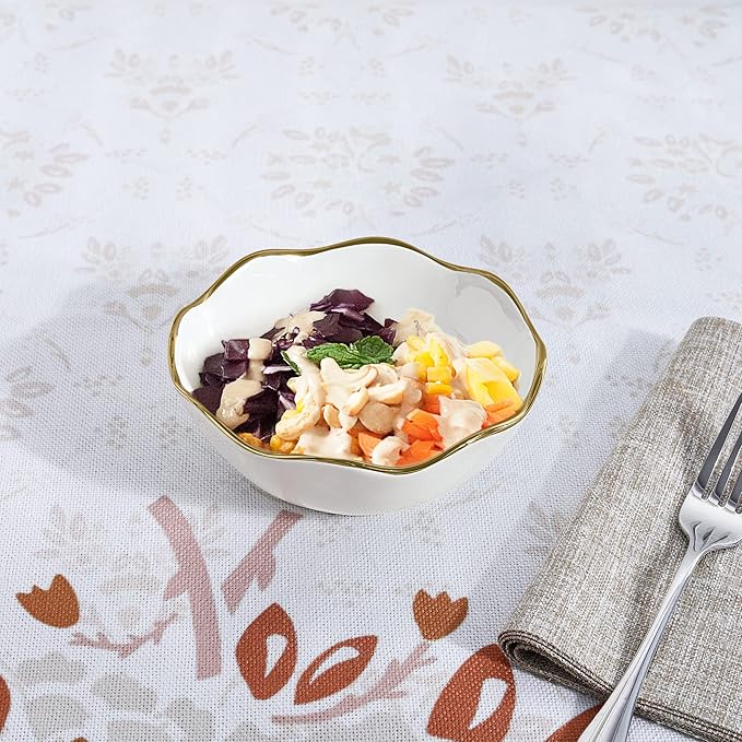 fanquare 10oz White Soup Bowls Set of 4, Porcelain Cereal Bowl, Small Kitchen Serving Bowls for Dipping, 5.5" Ramen bowl