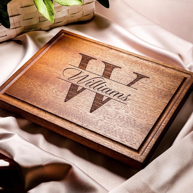 Personalized Cutting Board, Custom Wedding, Anniversary or Housewarming Gift Idea, Wood Engraved Charcuterie, for Friends and Family, Monogram Initial Design 004