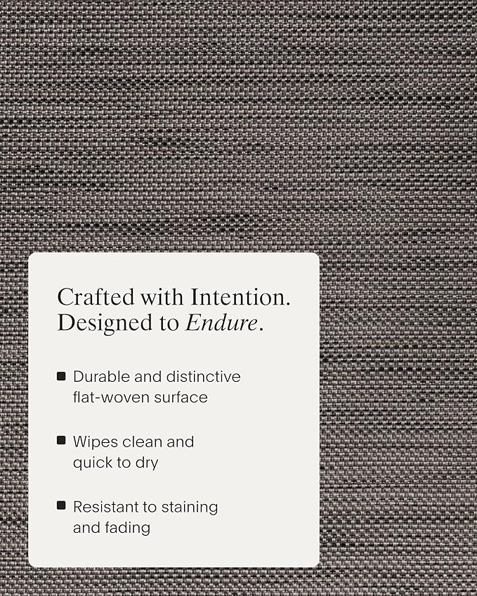 Chilewich Mini Basketweave Placemats in Light Grey - Set of 4 - Easy Care Woven Tabletop Textiles - Indoor/Outdoor - 19.25" x 14" Oval