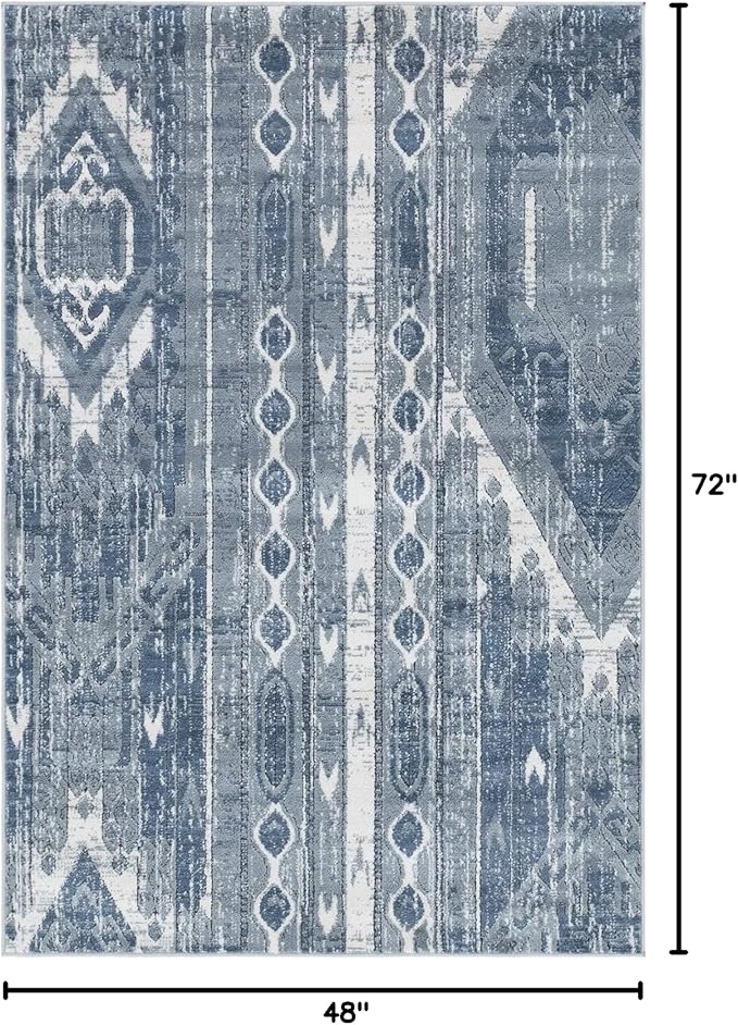 Rugs.com Oregon Collection Rug – 4' x 6' Light Slate Blue Low-Pile Rug Perfect for Living Rooms, Large Dining Rooms, Open Floorplans
