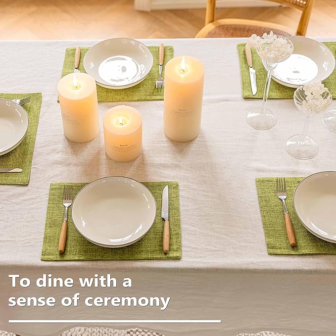 Home Brilliant Green Placemats Set of 4 Washable Place Mats Linen Placemats Heat Resistant Table Mats for Wooden Table Indoor Outdoor Spring Decor, Lime Green
