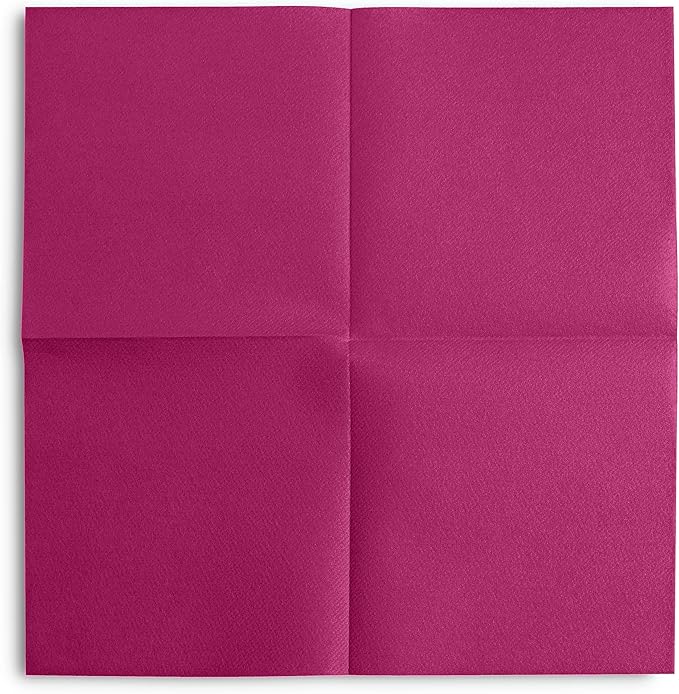 Disposable Fuschsia Cocktail Napkins Paper - 4" x 4" High-End Linen-Like Beverage Party Square Paper Napkin Pack for Bar, Cafe, Restaurant, Christmas, Birthday, Wedding, Baby Shower - 100 Count